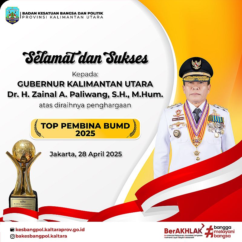 Gubernur Kalimantan Utara (Kaltara) Dr. H. Zainal A. Paliwang, S.H., M.Hum menyabet bintang lima Top BUMD Awards 2025 BPD dan Top CEO BUMD 2025