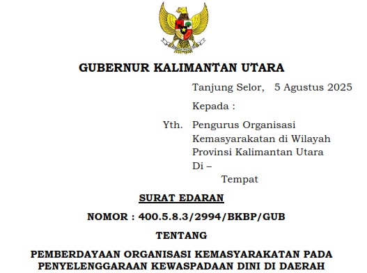 SE Gubernur tentang Pemberdayaan Ormas pada Penyelenggaraan Kewaspadaan Dini